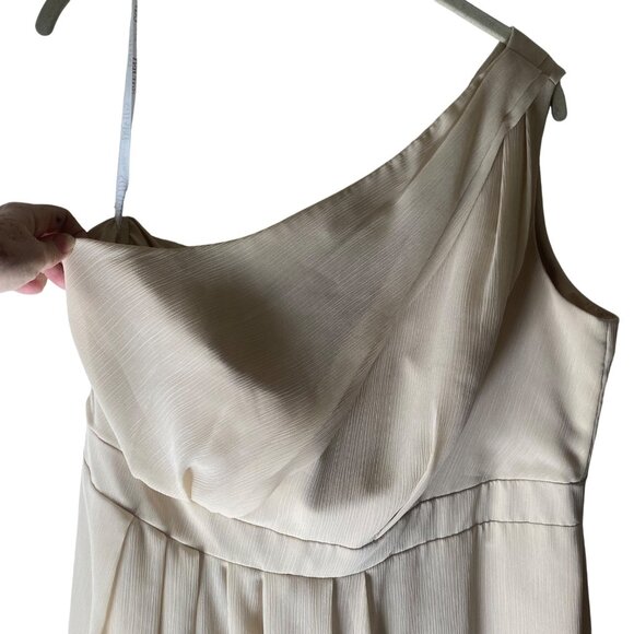 Davids Bridal One-Shoulder Champagne Maxi Dress Size 16 Formal Bride Gown Event - Picture 6 of 14